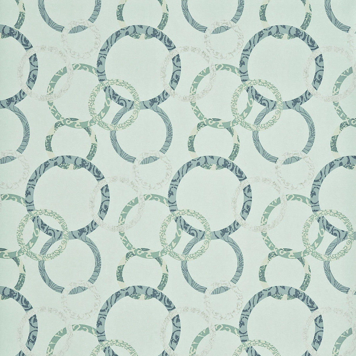 Baker Lifestyle ROUNDEL AQUA/TEAL/SILVER Wallpaper