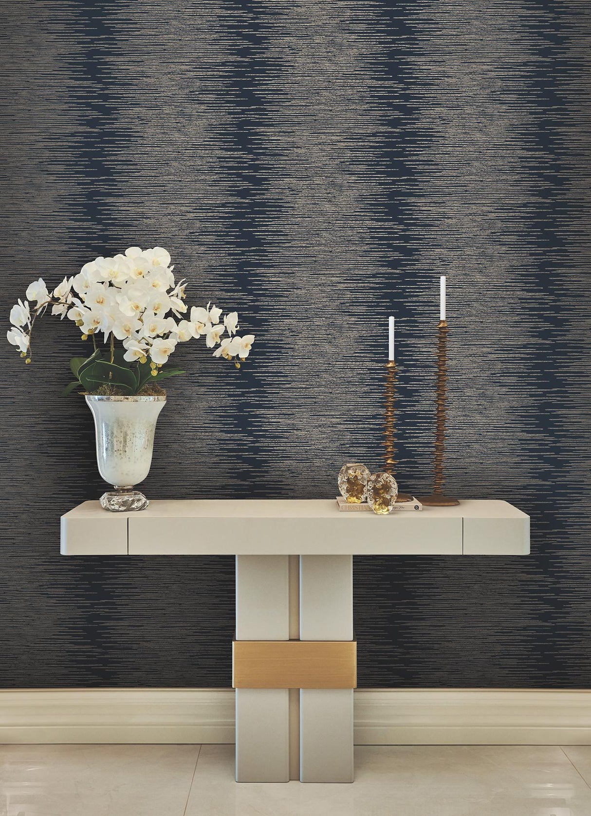 Ronald Redding Designs Operetta Navy Wallpaper