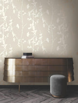 Ronald Redding Designs Ginkgo Silhouette Taupe Wallpaper