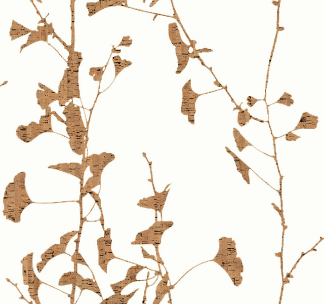 Ronald Redding Designs Ginkgo Silhouette Light Brown Wallpaper