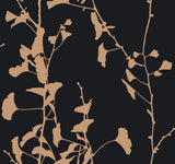 Ronald Redding Designs Ginkgo Silhouette Black & Gold Wallpaper
