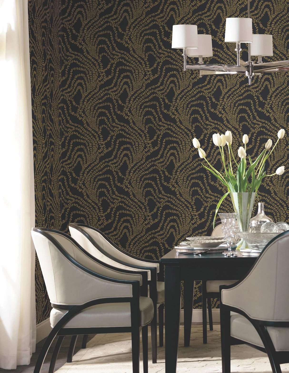 Ronald Redding Designs String of Pearls Gold Wallpaper