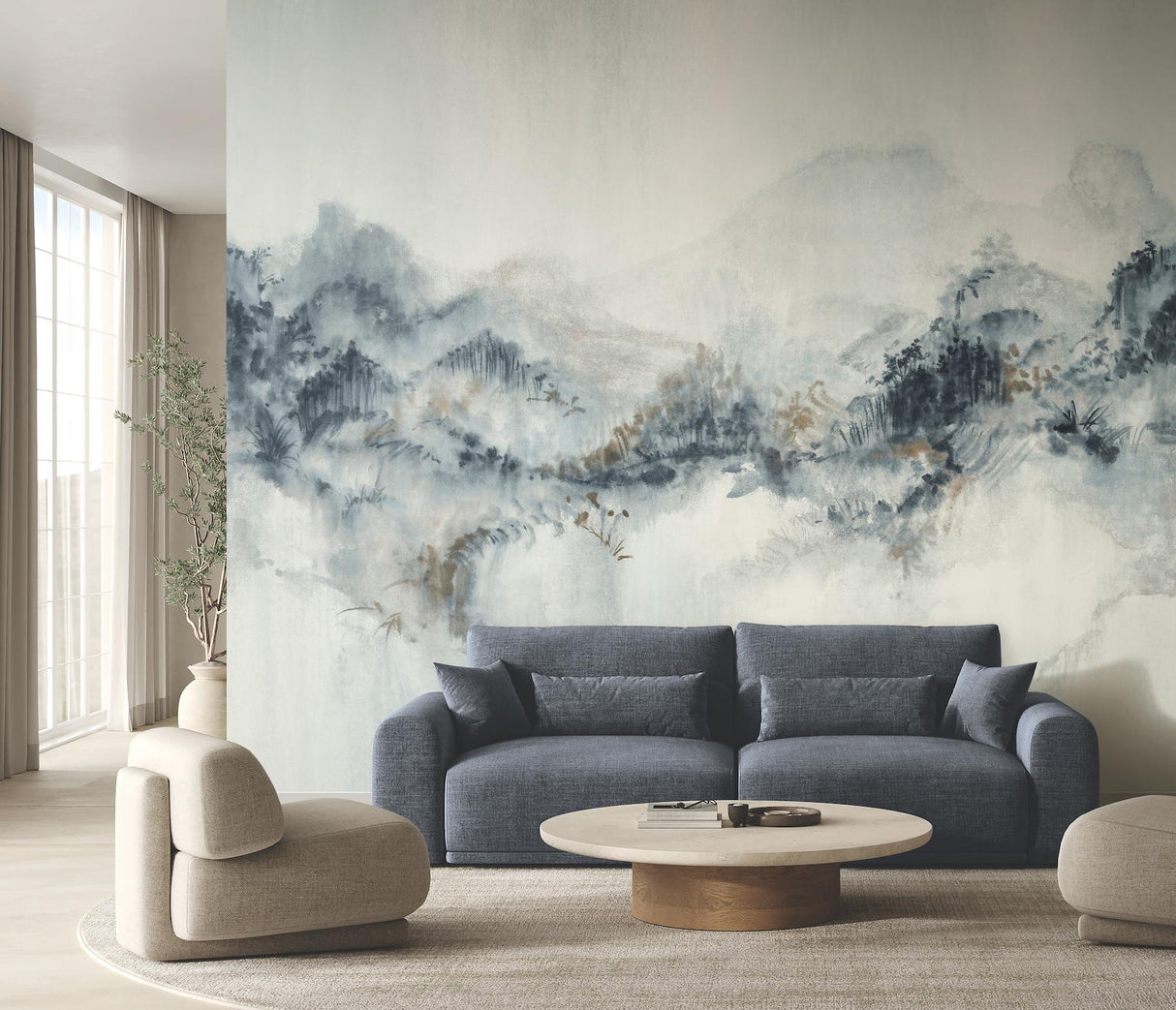 Ronald Redding Designs Mystic Overlook Blue Wallpaper