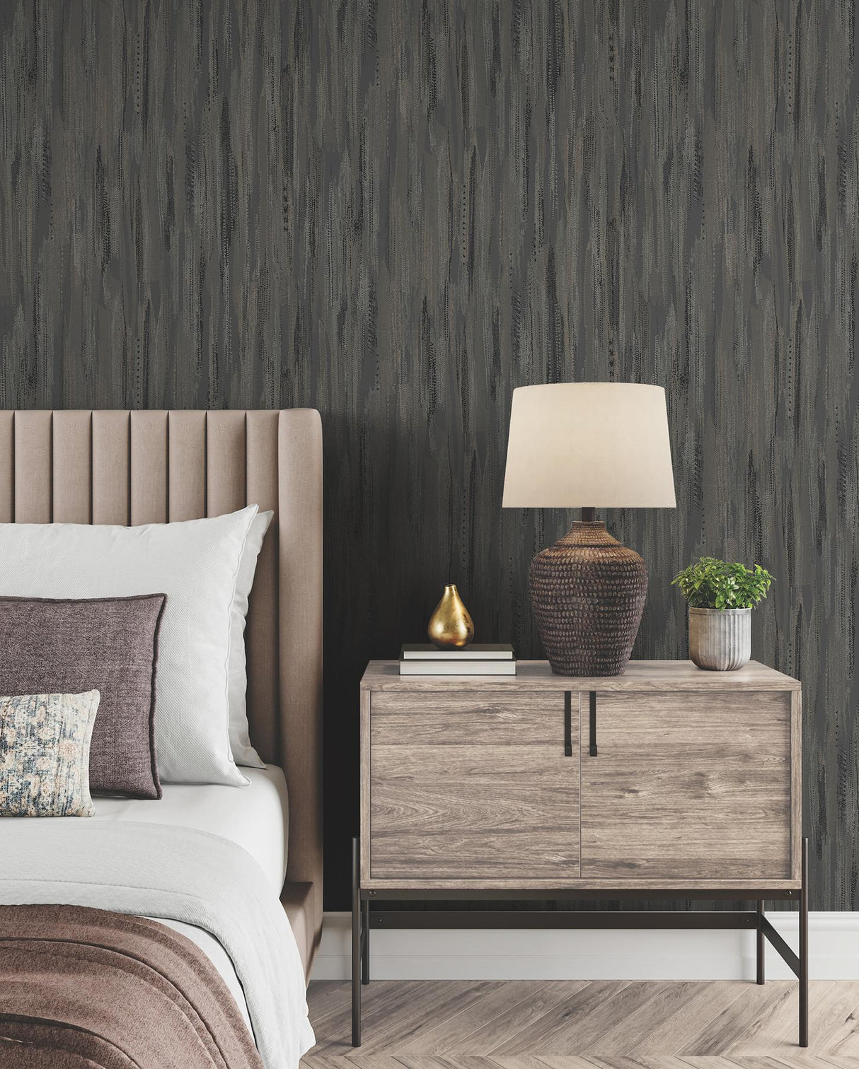 Ronald Redding Designs Tribeca Charcoal Wallpaper