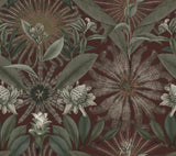 Ronald Redding Designs Enchanted Garden Maroon Wallpaper