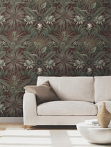Ronald Redding Designs Enchanted Garden Maroon Wallpaper