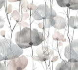 Ronald Redding Designs Cotswolds Poppies Grey Wallpaper