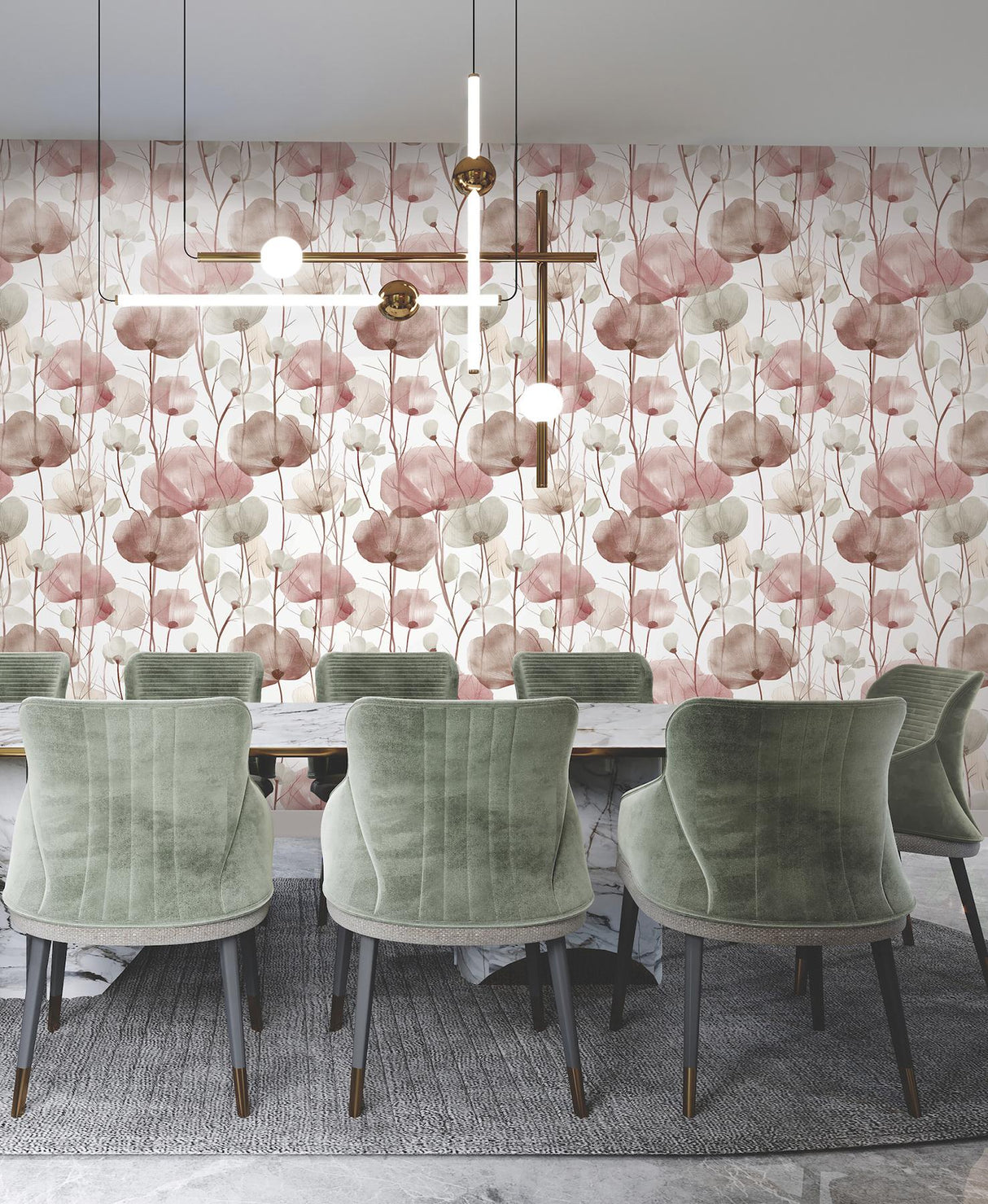 Ronald Redding Designs Cotswolds Poppies Red Wallpaper