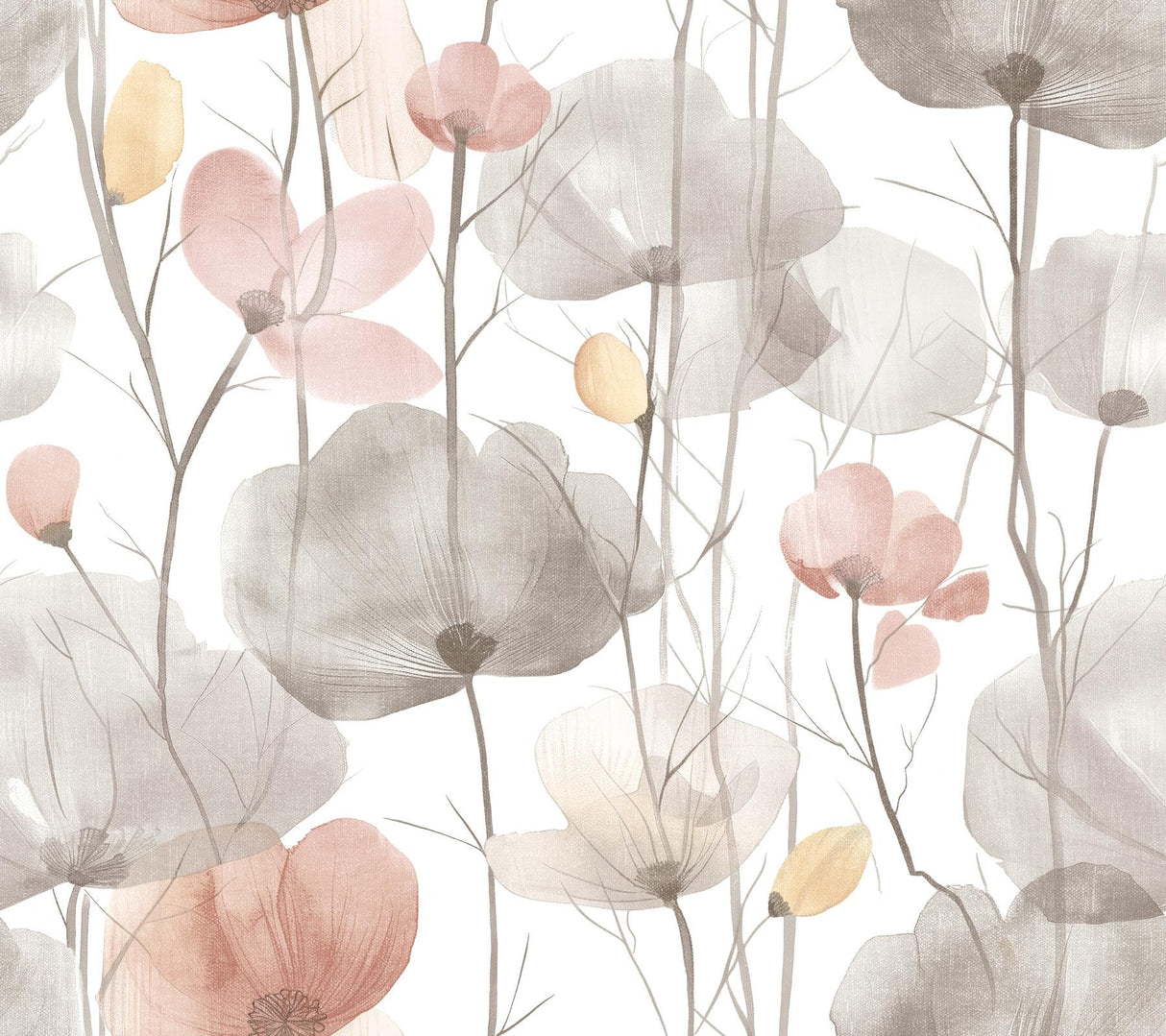 Ronald Redding Designs Cotswolds Poppies Pastel Wallpaper