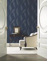 Ronald Redding Designs Society Hill Navy Wallpaper