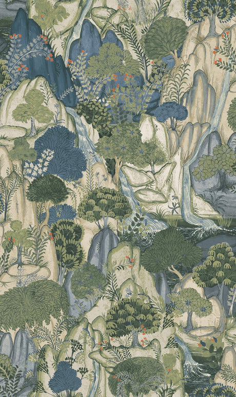 Ronald Redding Designs Falling Waters Sapphire Wallpaper