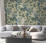 Ronald Redding Designs Falling Waters Sapphire Wallpaper
