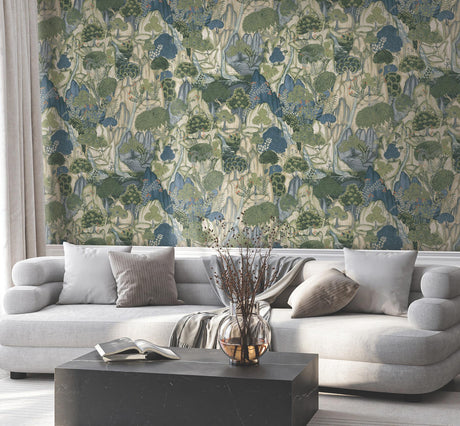 Ronald Redding Designs Falling Waters Sapphire Wallpaper