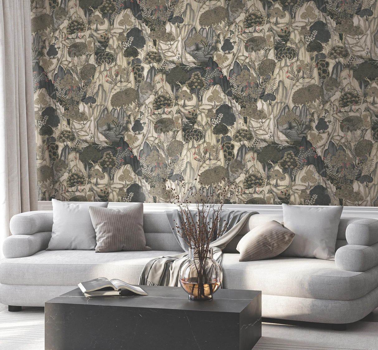 Ronald Redding Designs Falling Waters Neutral Wallpaper