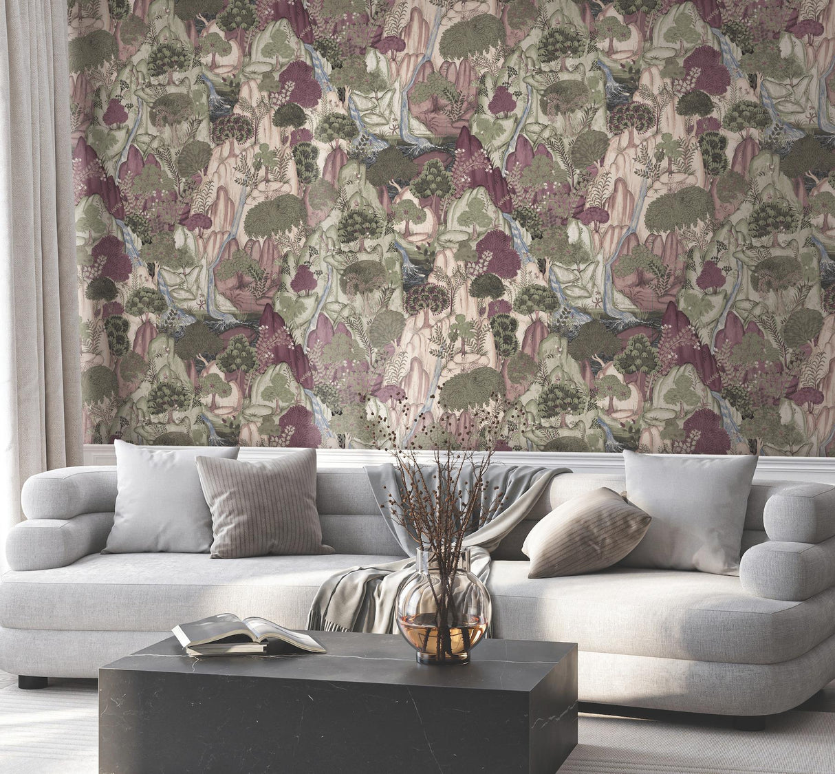 Ronald Redding Designs Falling Waters Plum Wallpaper
