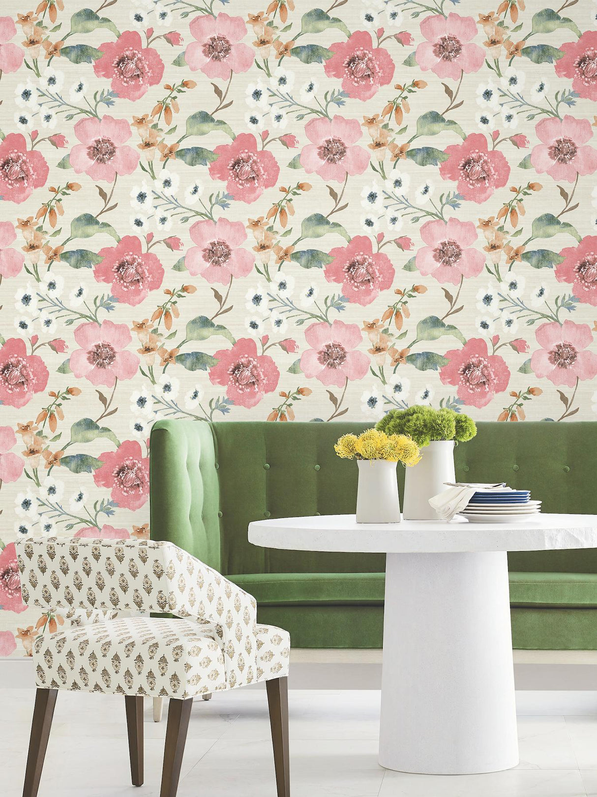 Antonina Vella Evelyn Pink Floral Wallpaper
