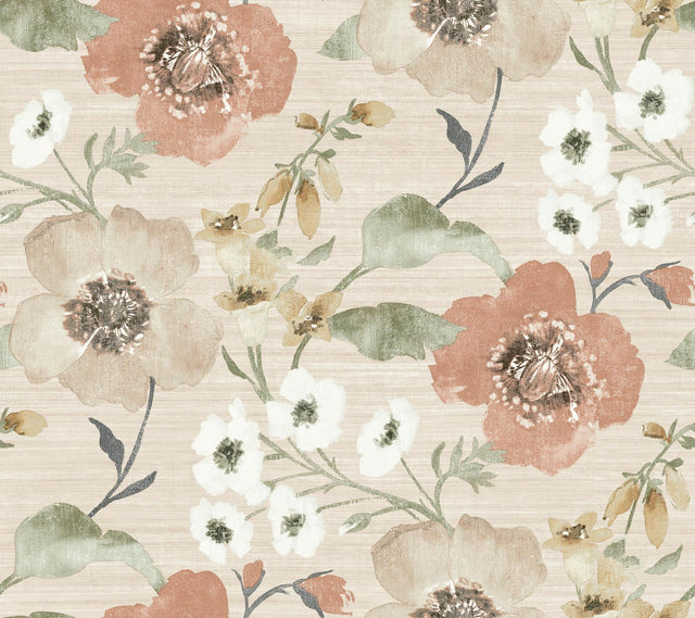 Antonina Vella Evelyn Apricot Floral Wallpaper