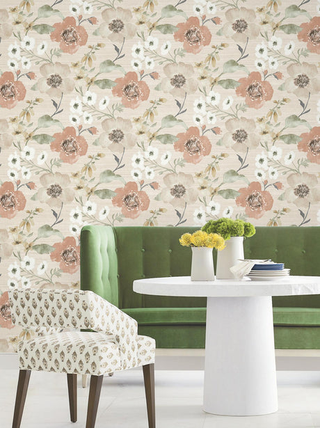 Antonina Vella Evelyn Apricot Floral Wallpaper