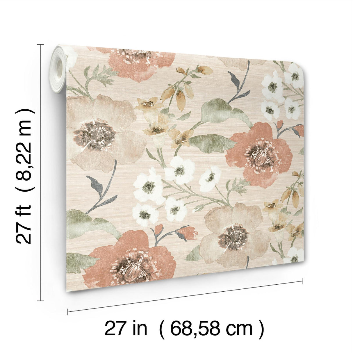 Antonina Vella Evelyn Apricot Floral Wallpaper