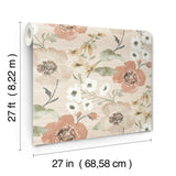 Antonina Vella Evelyn Apricot Floral Wallpaper