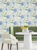 Antonina Vella Evelyn Blue Floral Wallpaper