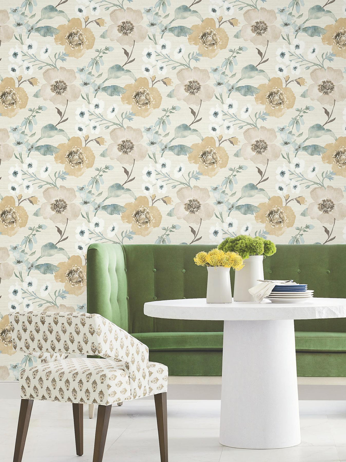 Antonina Vella Evelyn Wheat Floral Wallpaper