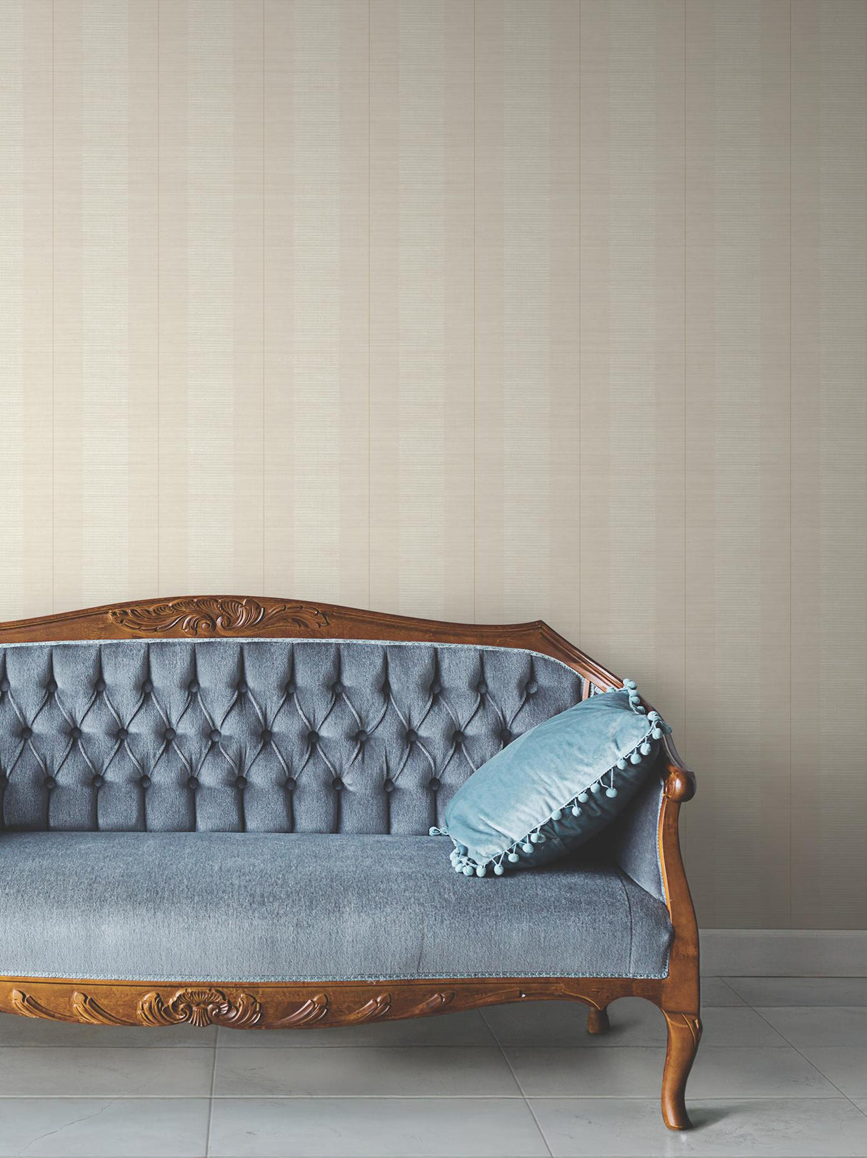 Antonina Vella Colbert Stripe Ivory Textured Wallpaper
