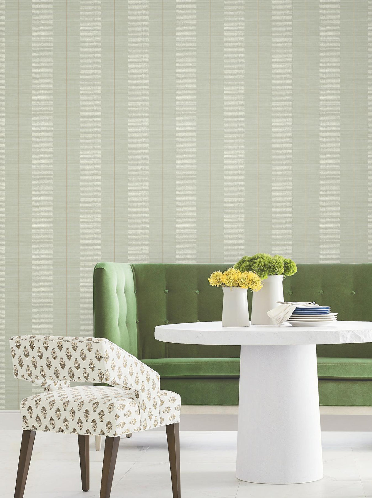 Antonina Vella Colbert Stripe Seafoam Textured Wallpaper