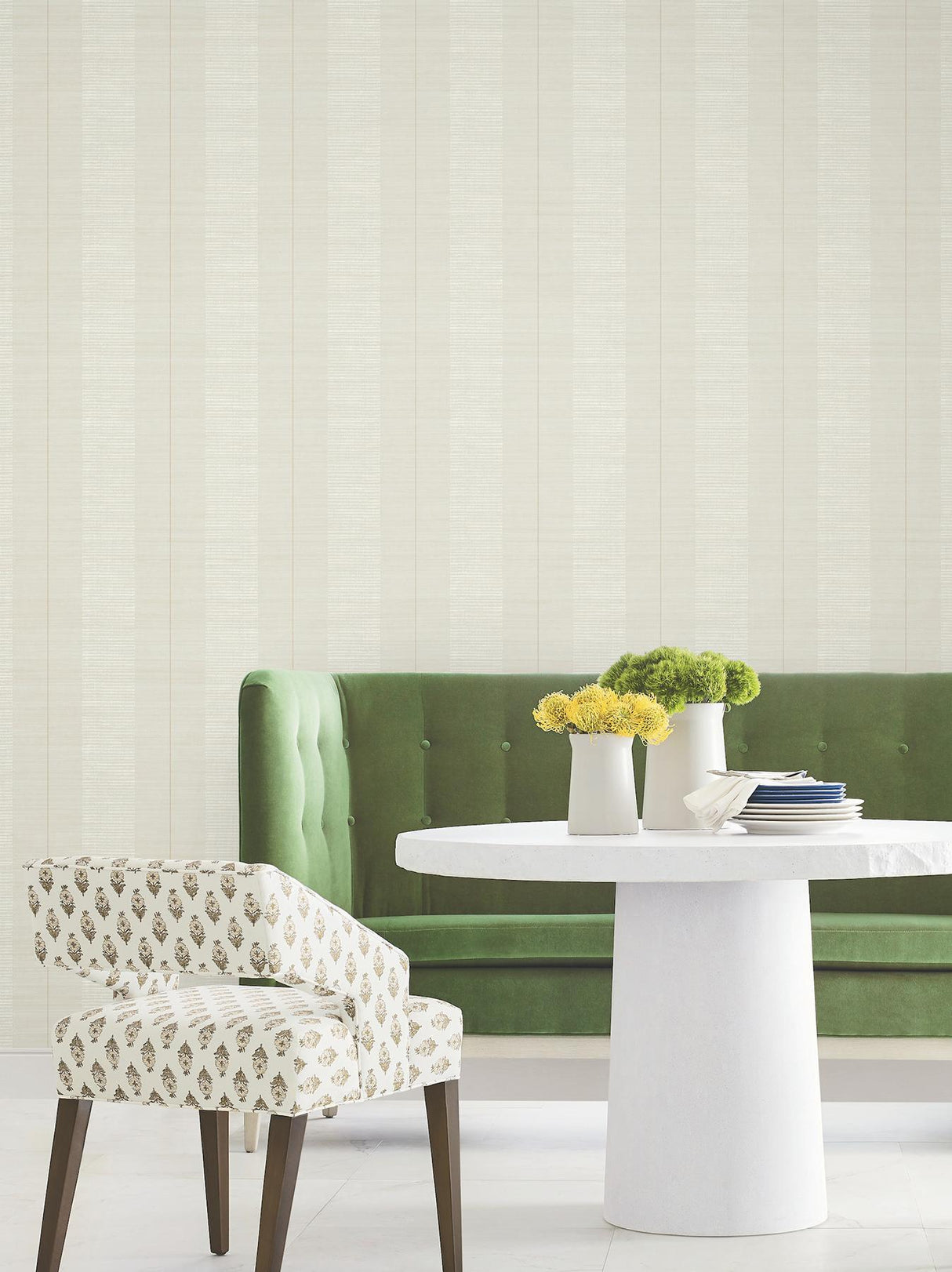 Antonina Vella Colbert Stripe Light Grey Textured Wallpaper