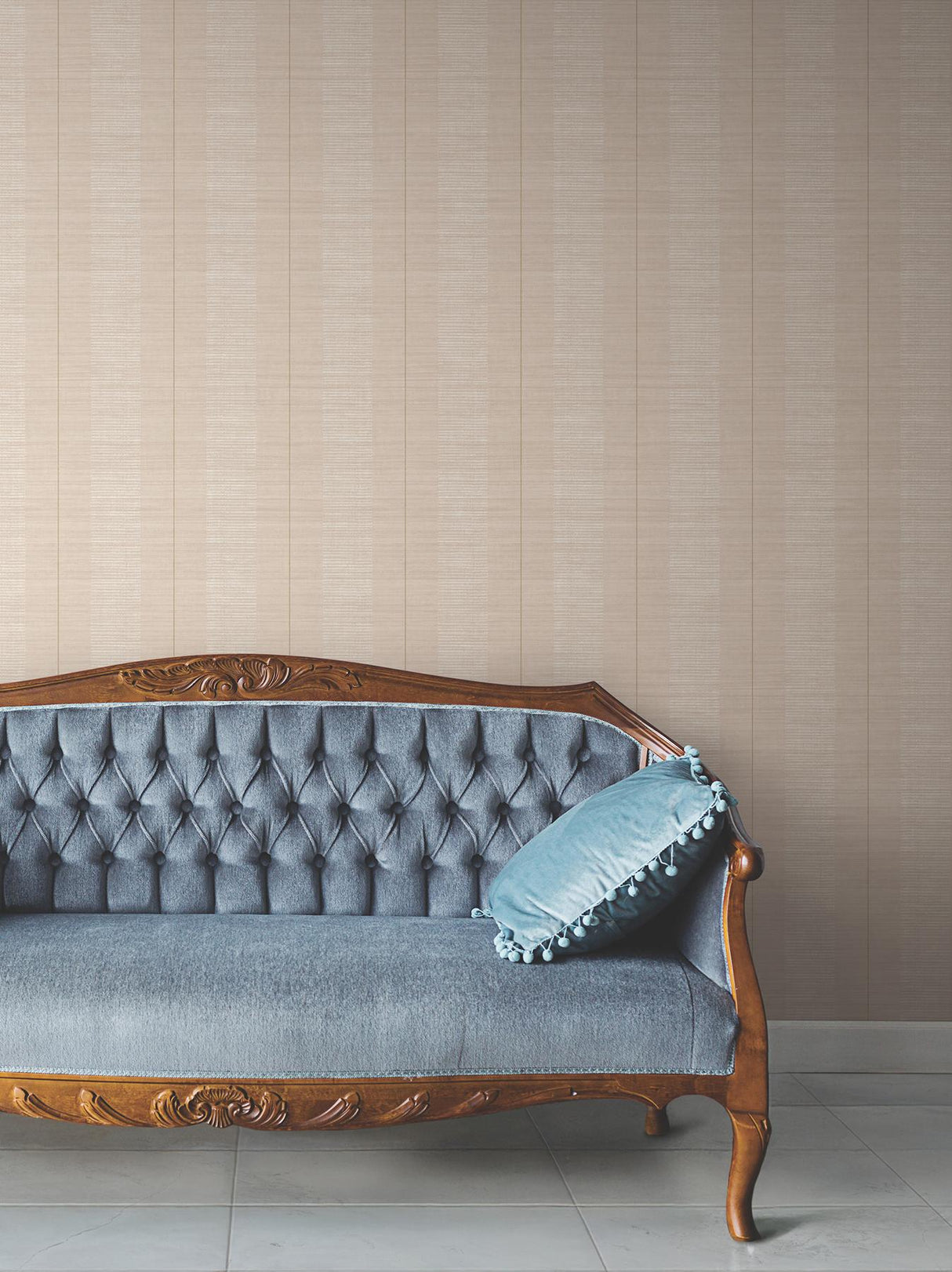 Antonina Vella Colbert Stripe Blush Textured Wallpaper