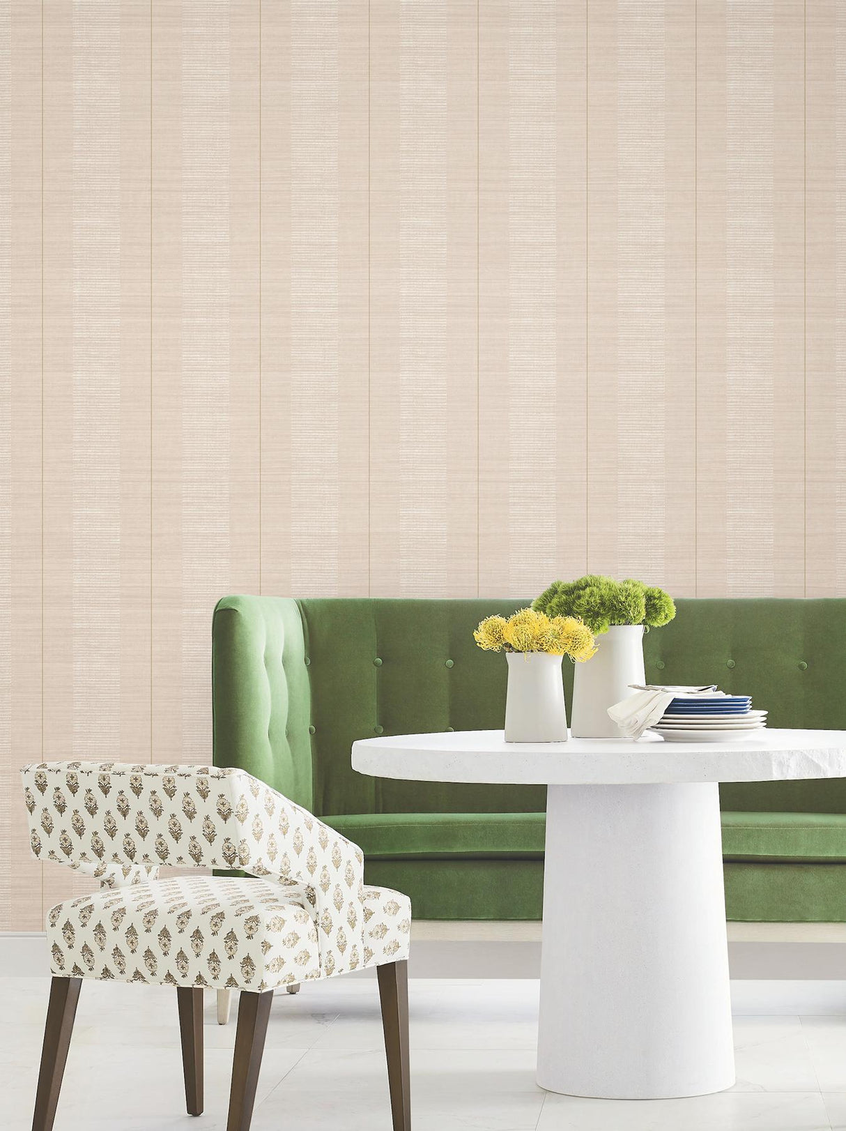 Antonina Vella Colbert Stripe Blush Textured Wallpaper