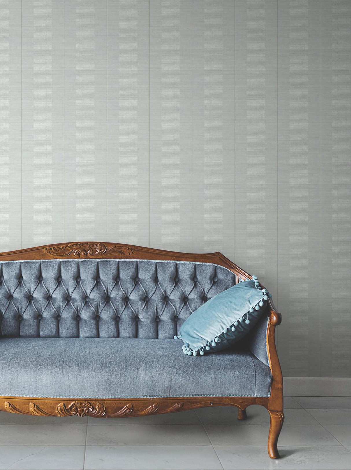 Antonina Vella Colbert Stripe Light Blue Textured Wallpaper