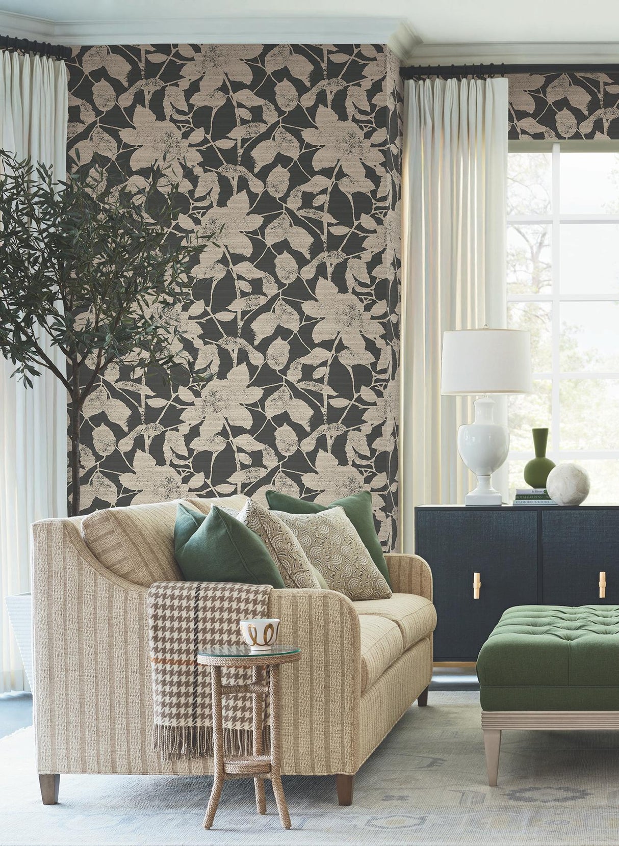 Antonina Vella Solange Black Botanical Wallpaper