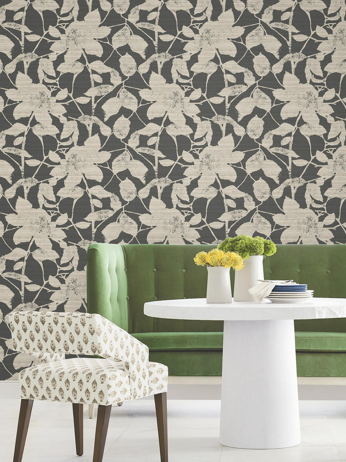 Antonina Vella Solange Black Botanical Wallpaper