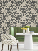 Antonina Vella Solange Black Botanical Wallpaper
