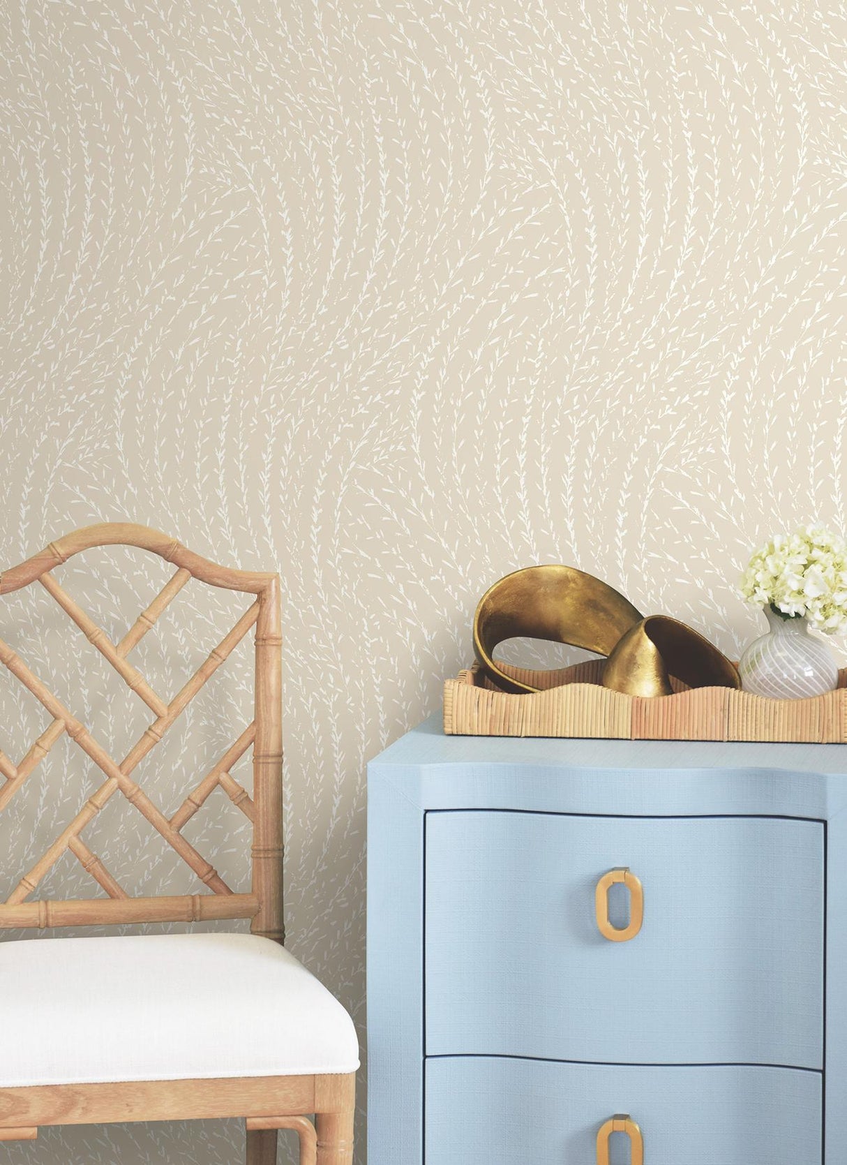 Antonina Vella Willow Song Wheat Botanical Wallpaper