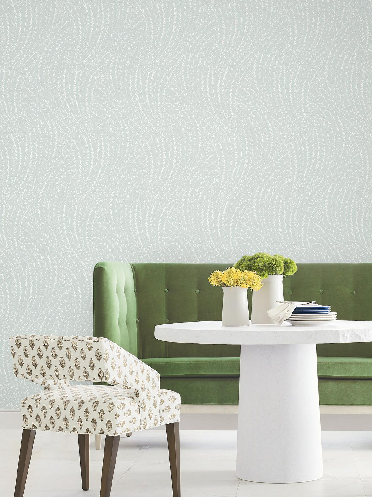 Antonina Vella Willow Song Light Blue Botanical Wallpaper