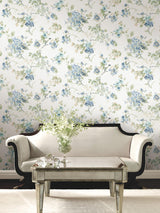 Antonina Vella Veiled Garden Sky Blue Floral Wallpaper