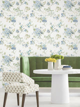 Antonina Vella Veiled Garden Sky Blue Floral Wallpaper