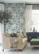 Antonina Vella Solange Teal Botanical Wallpaper