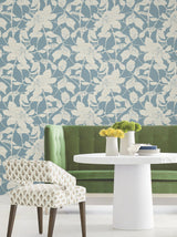 Antonina Vella Solange Teal Botanical Wallpaper