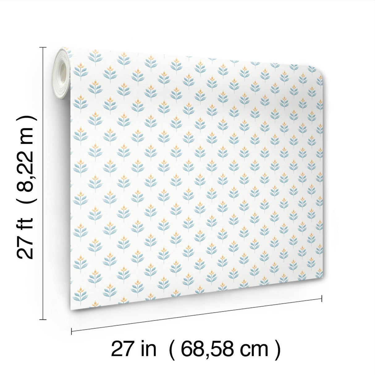 Antonina Vella Serene Villa Teal Floral Stamp Wallpaper