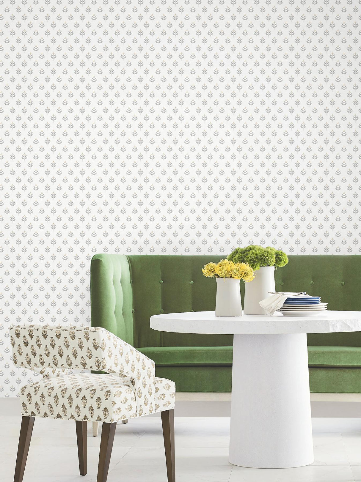 Antonina Vella Serene Villa Stone Floral Stamp Wallpaper