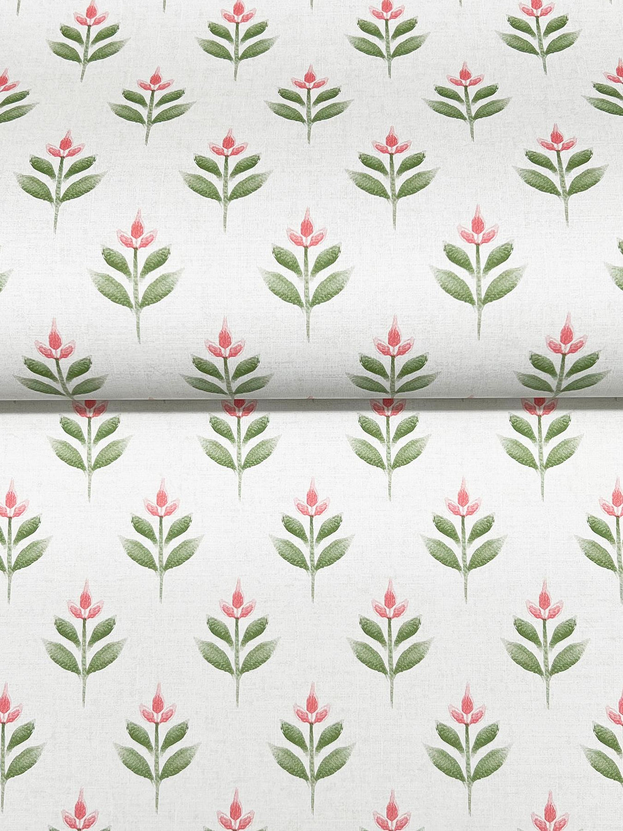 Antonina Vella Serene Villa Pink Floral Stamp Wallpaper