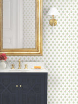 Antonina Vella Serene Villa Pink Floral Stamp Wallpaper