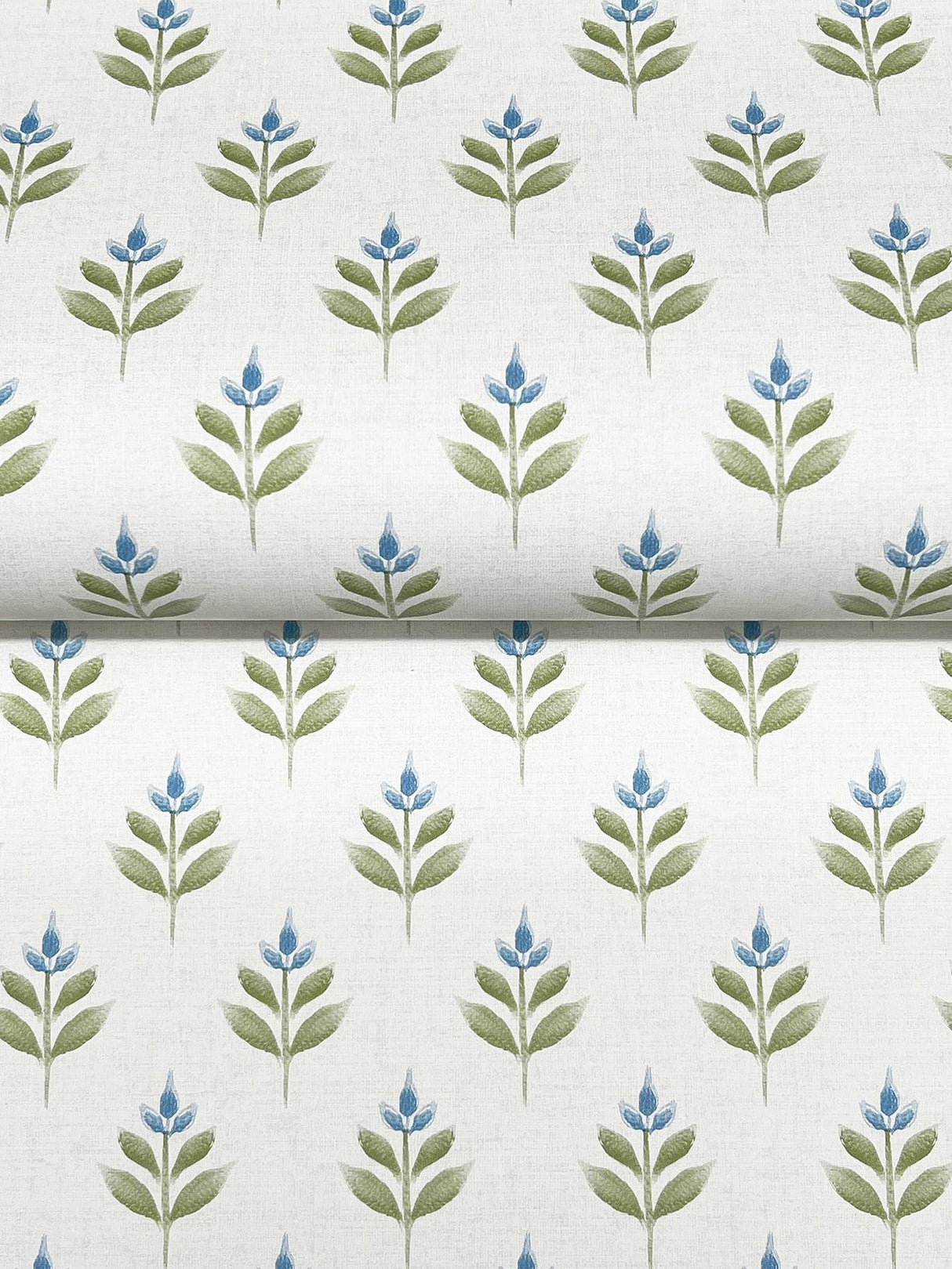 Antonina Vella Serene Villa Moss Floral Stamp Wallpaper