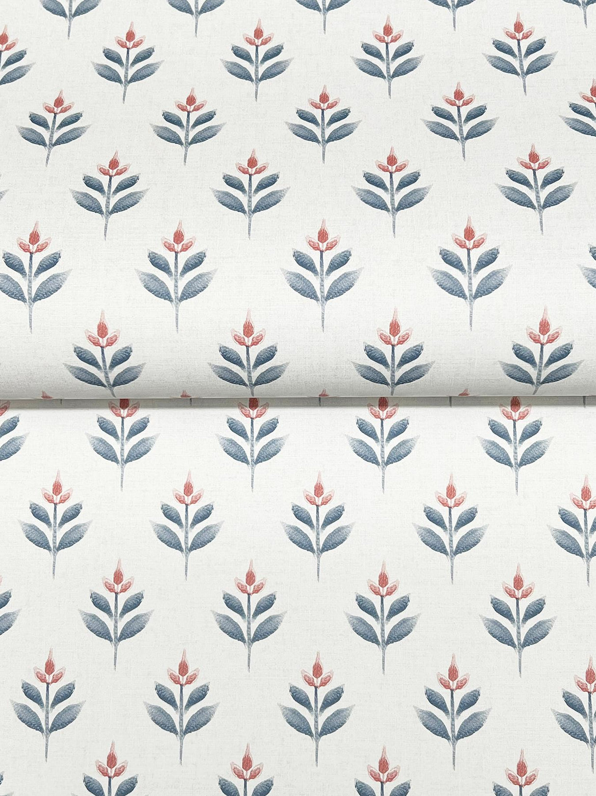 Antonina Vella Serene Villa Red Floral Stamp Wallpaper