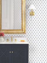 Antonina Vella Serene Villa Red Floral Stamp Wallpaper