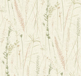 Antonina Vella Meadow Splendor Salmon Botanical Wallpaper