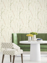 Antonina Vella Meadow Splendor Salmon Botanical Wallpaper